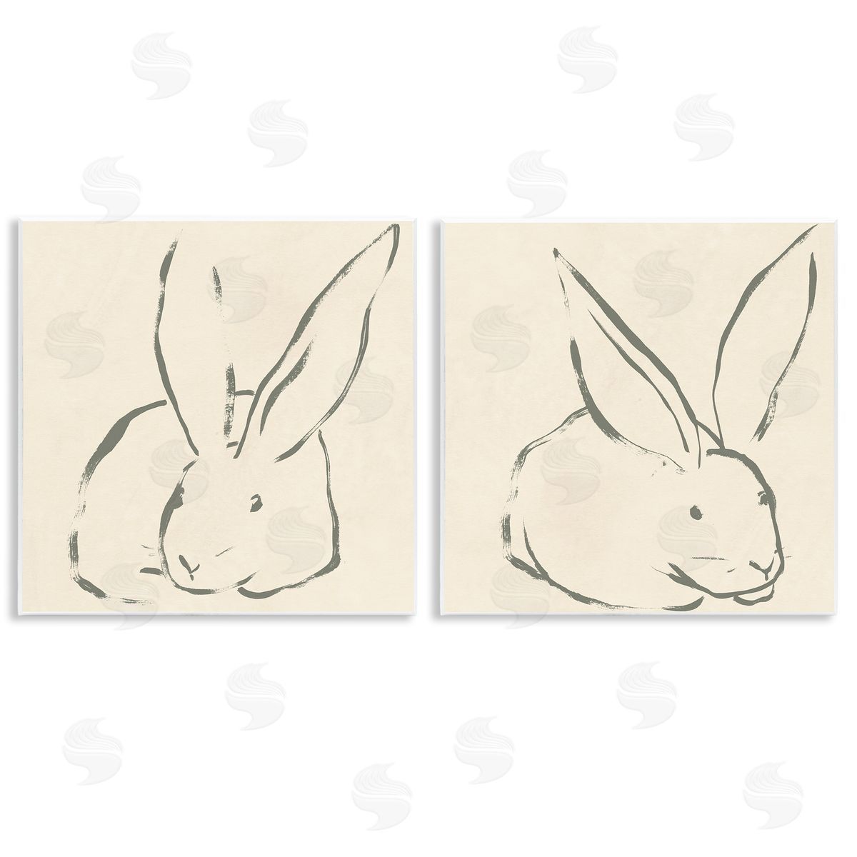 June Erica Vess Minimalist Resting Rabbit Line Drawing Wooden Wall Plaque Art Print
