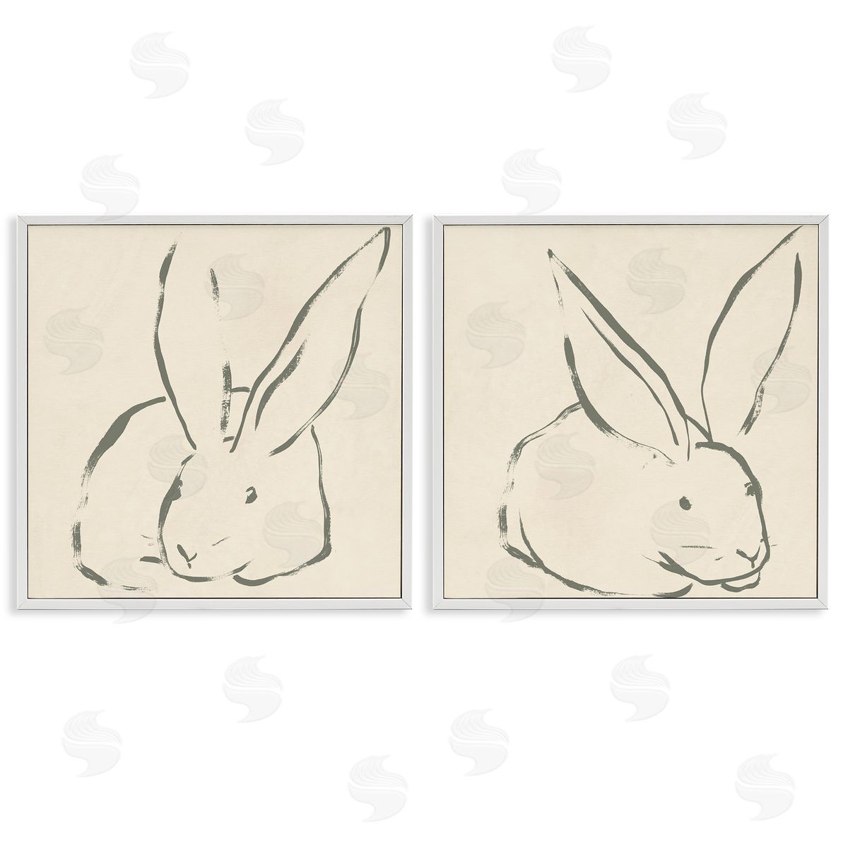 June Erica Vess Minimalist Resting Rabbit Line Drawing White Framed Giclee Wall Art Print