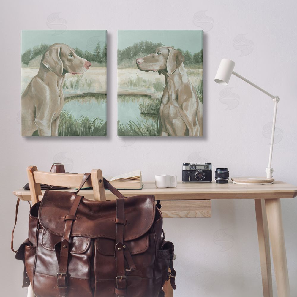 Grace Popp Weimaraner Dog by Marsh  Canvas Wall Art Print in Room