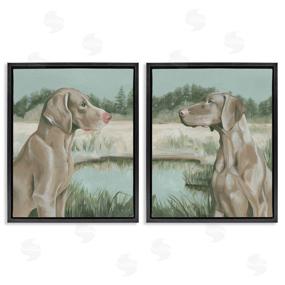 Grace Popp Weimaraner Dog by Marsh  Black Floating Frame Canvas Wall Art Print