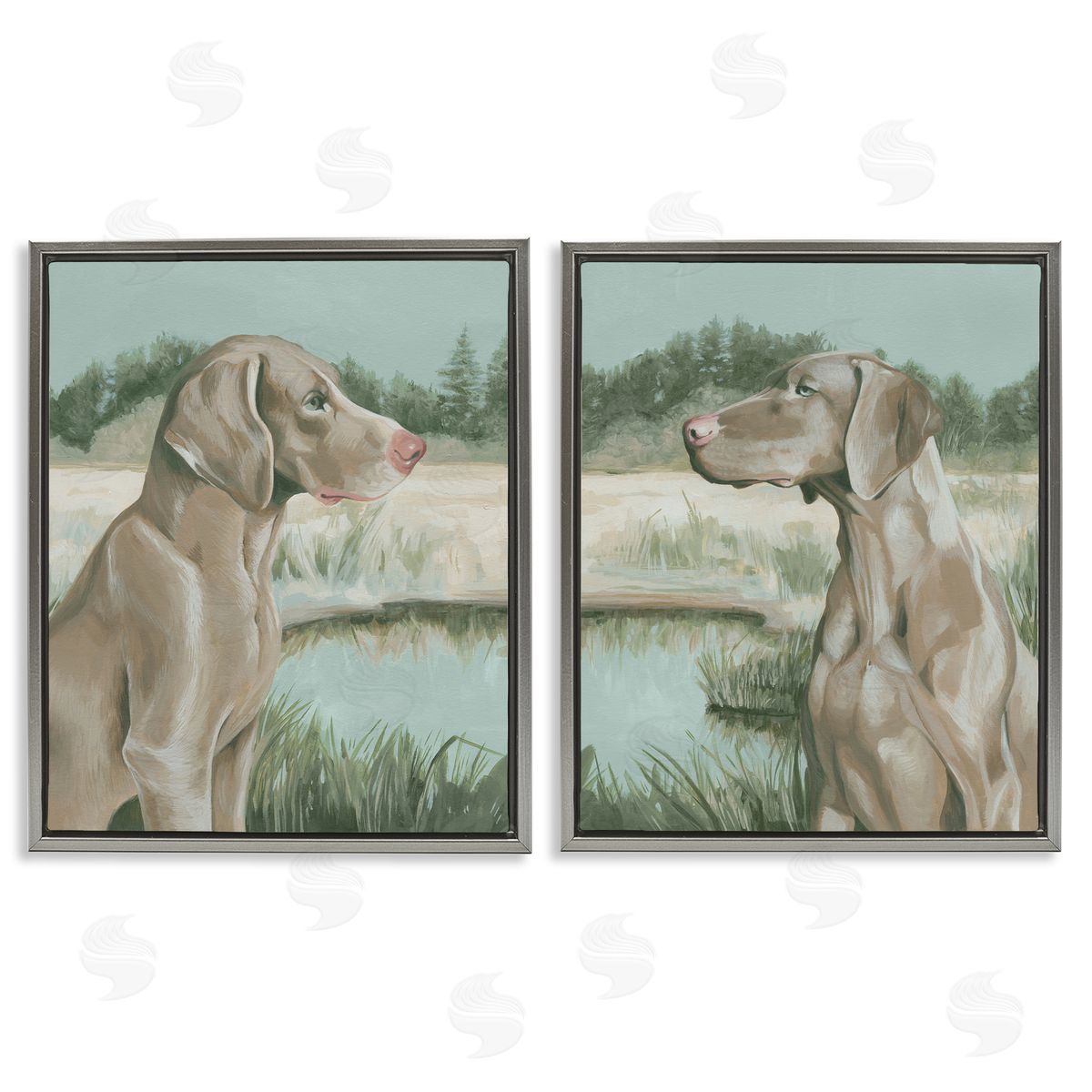 Grace Popp Weimaraner Dog by Marsh  Gray Floating Frame Canvas Wall Art Print
