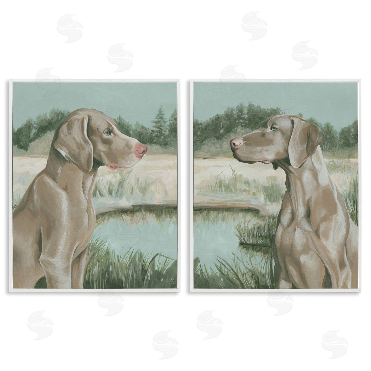 Grace Popp Weimaraner Dog by Marsh  White Framed Giclee Wall Art Print