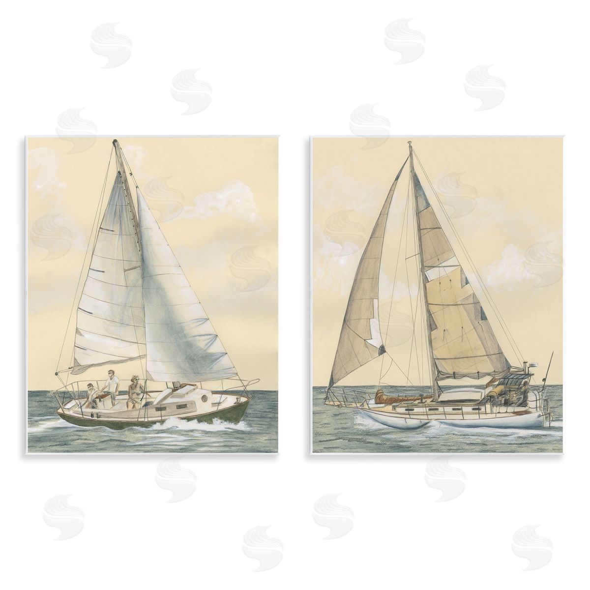 Michael Willett Sailboat Crew At Sea Wooden Wall Plaque Art Print