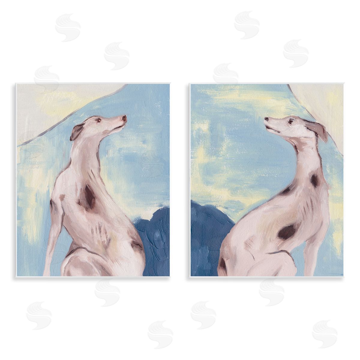 Melissa Wang Spotted Greyhound Dogs Wooden Wall Plaque Art Print