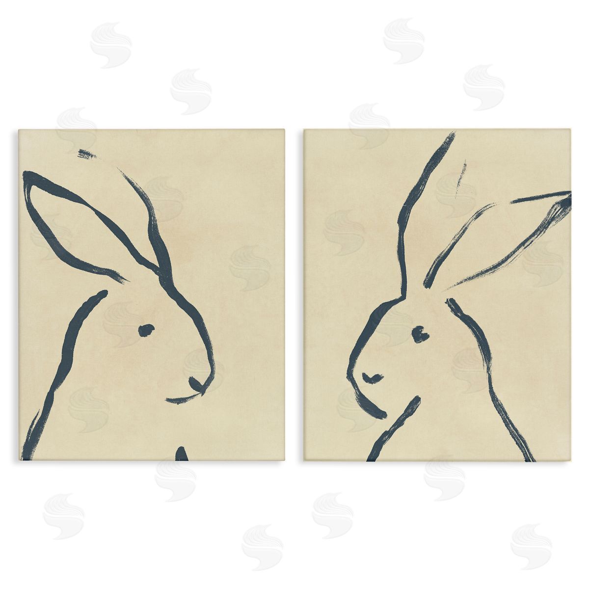 June Erica Vess Minimalist Rabbit Line Portrait Canvas Wall Art Print