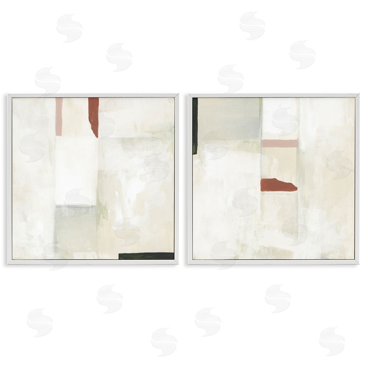 June Erica Vess Neutral Rectangles Mauve  Effects White Framed Giclee Wall Art Print
