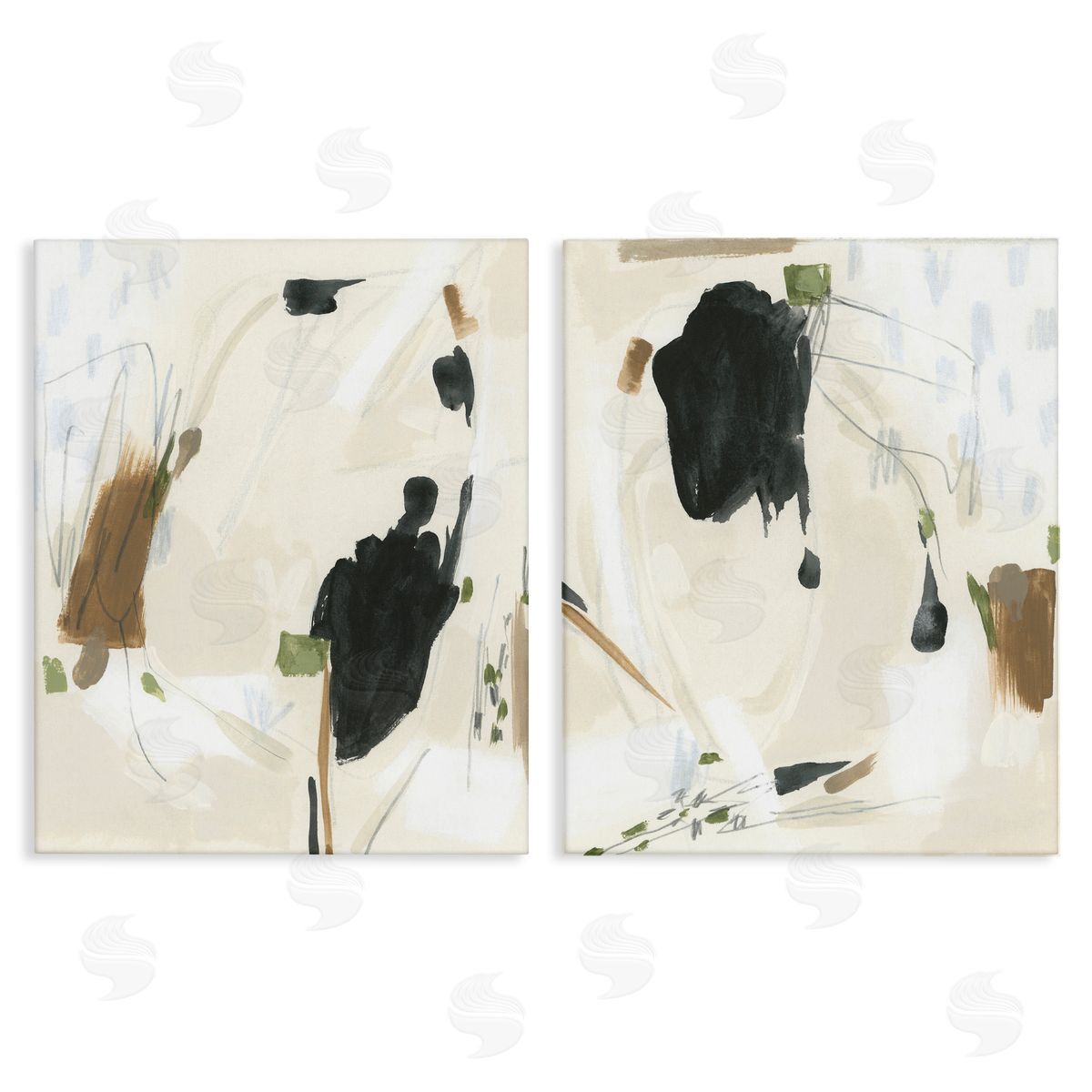 June Erica Vess Beige Olive Abstract Classic  Canvas Wall Art Print