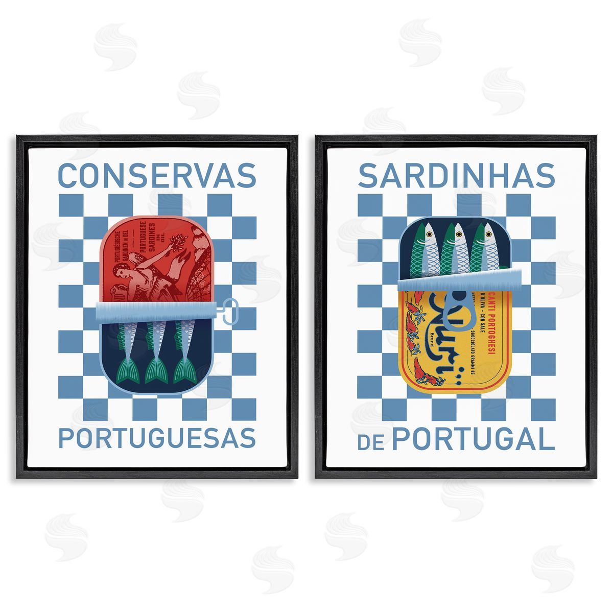 Victoria Barnes Portuguese Canned Sardines Black Floating Frame Canvas Wall Art Print