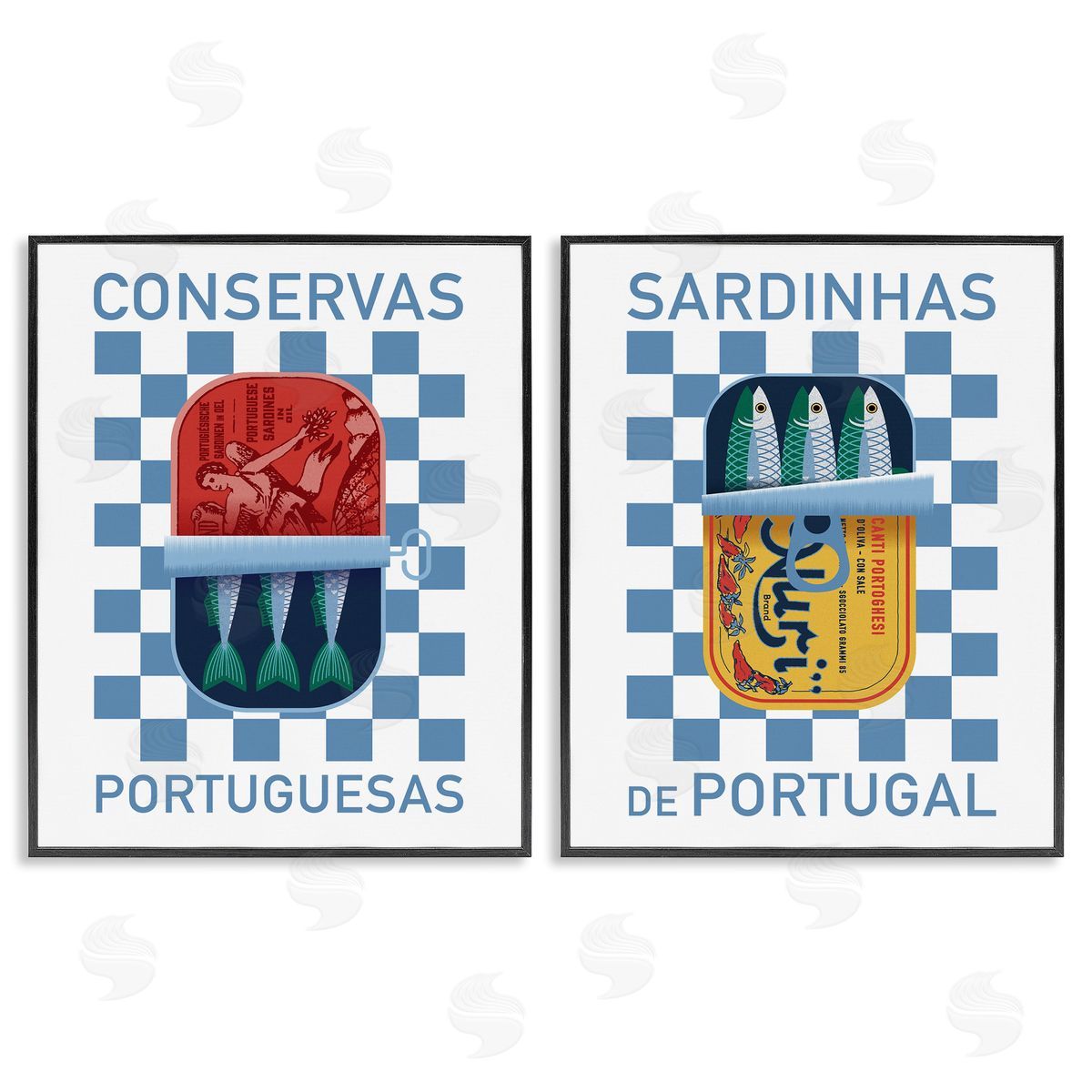 Victoria Barnes Portuguese Canned Sardines Black Framed Giclee Wall Art Print