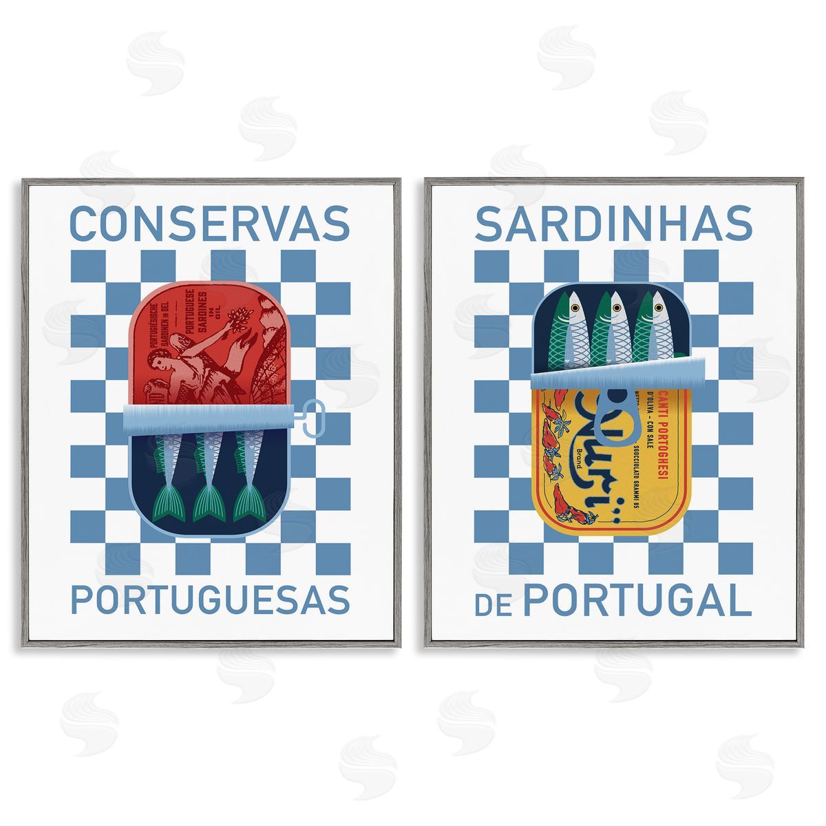 Victoria Barnes Portuguese Canned Sardines Gray Framed Giclee Wall Art Print