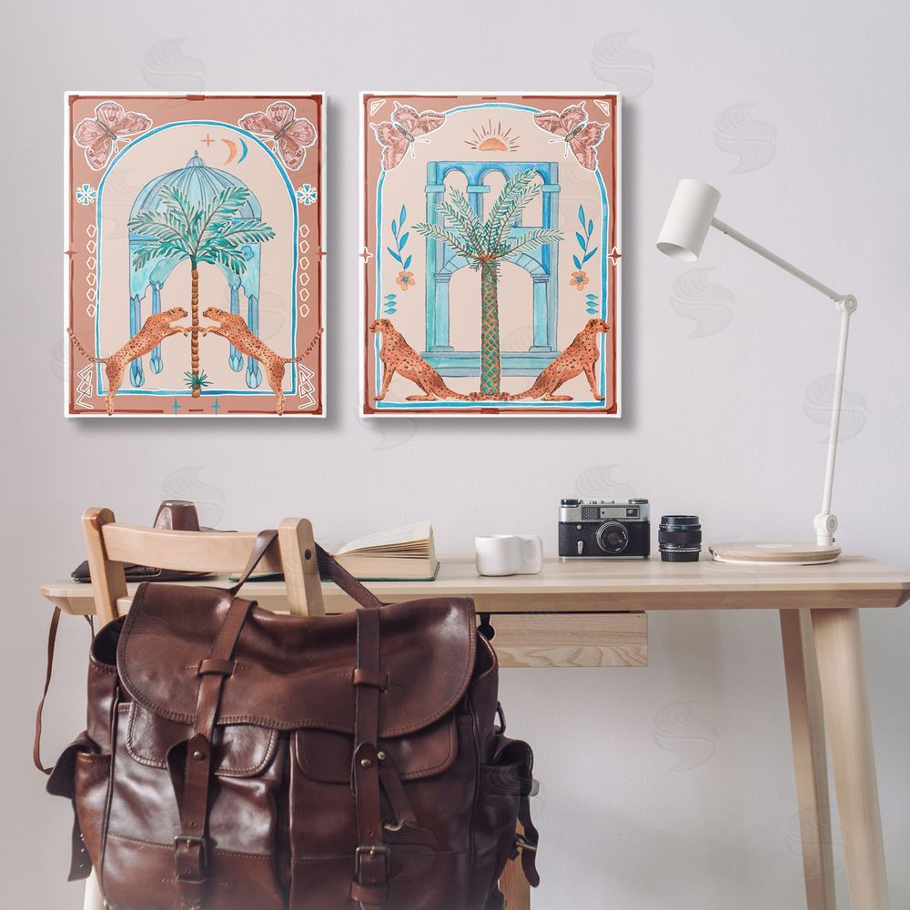 Melissa Wang Doorway Cheetah Palms Canvas Wall Art Print in Room
