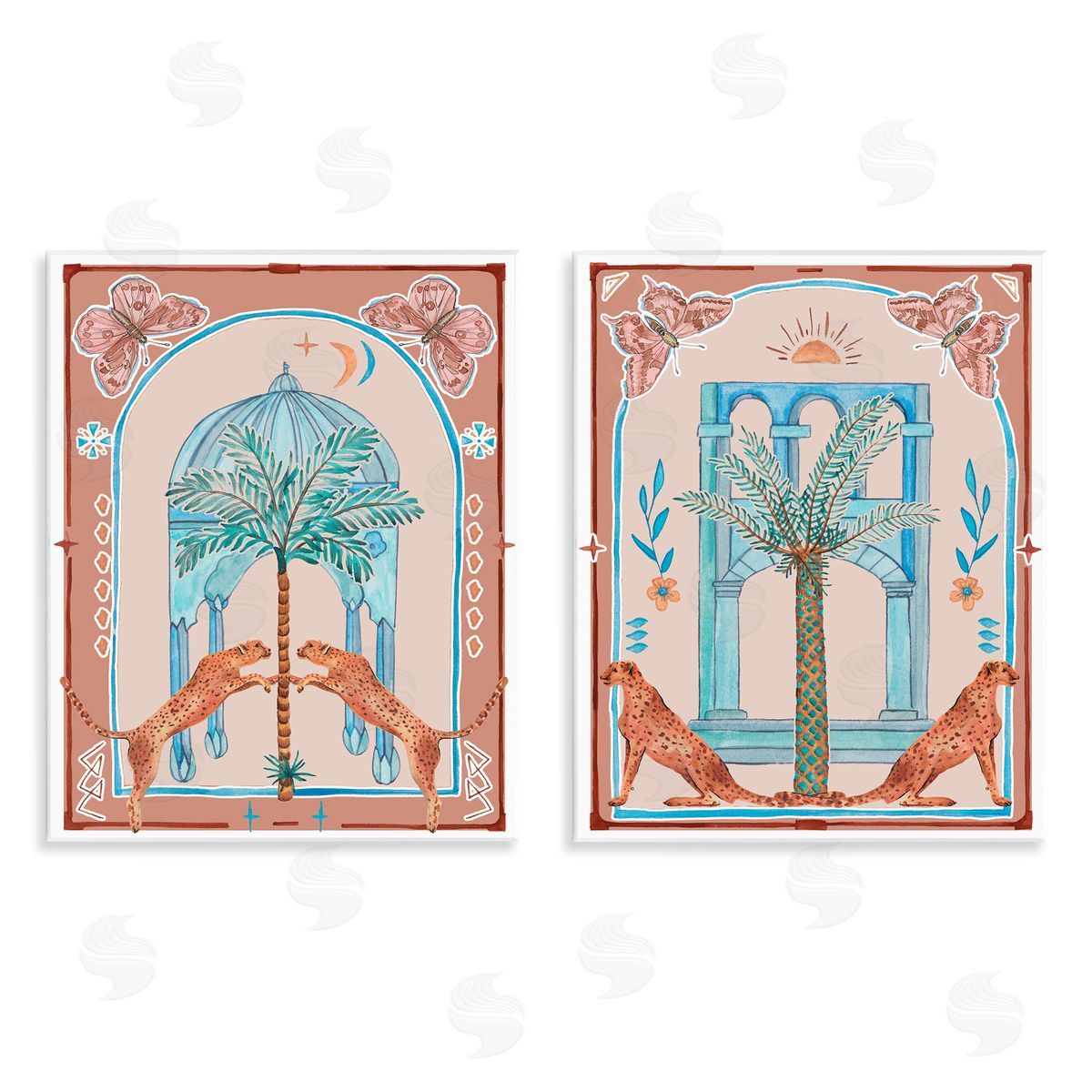 Melissa Wang Doorway Cheetah Palms Wooden Wall Plaque Art Print