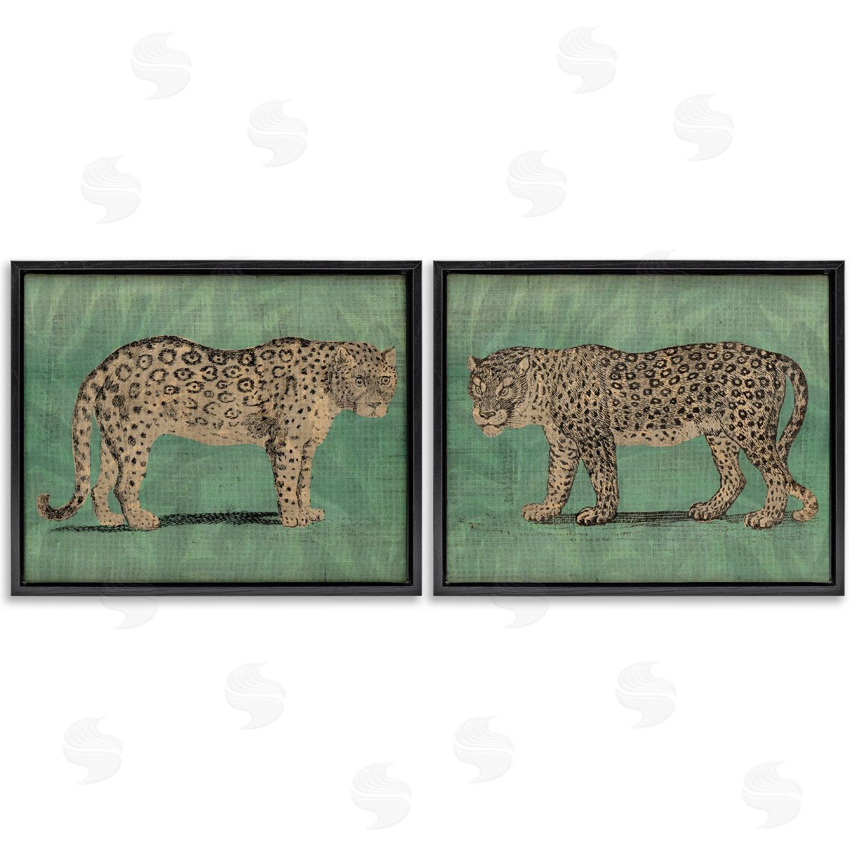 June Erica Vess Stunned Jaguar Hunting  Black Floating Frame Canvas Wall Art Print