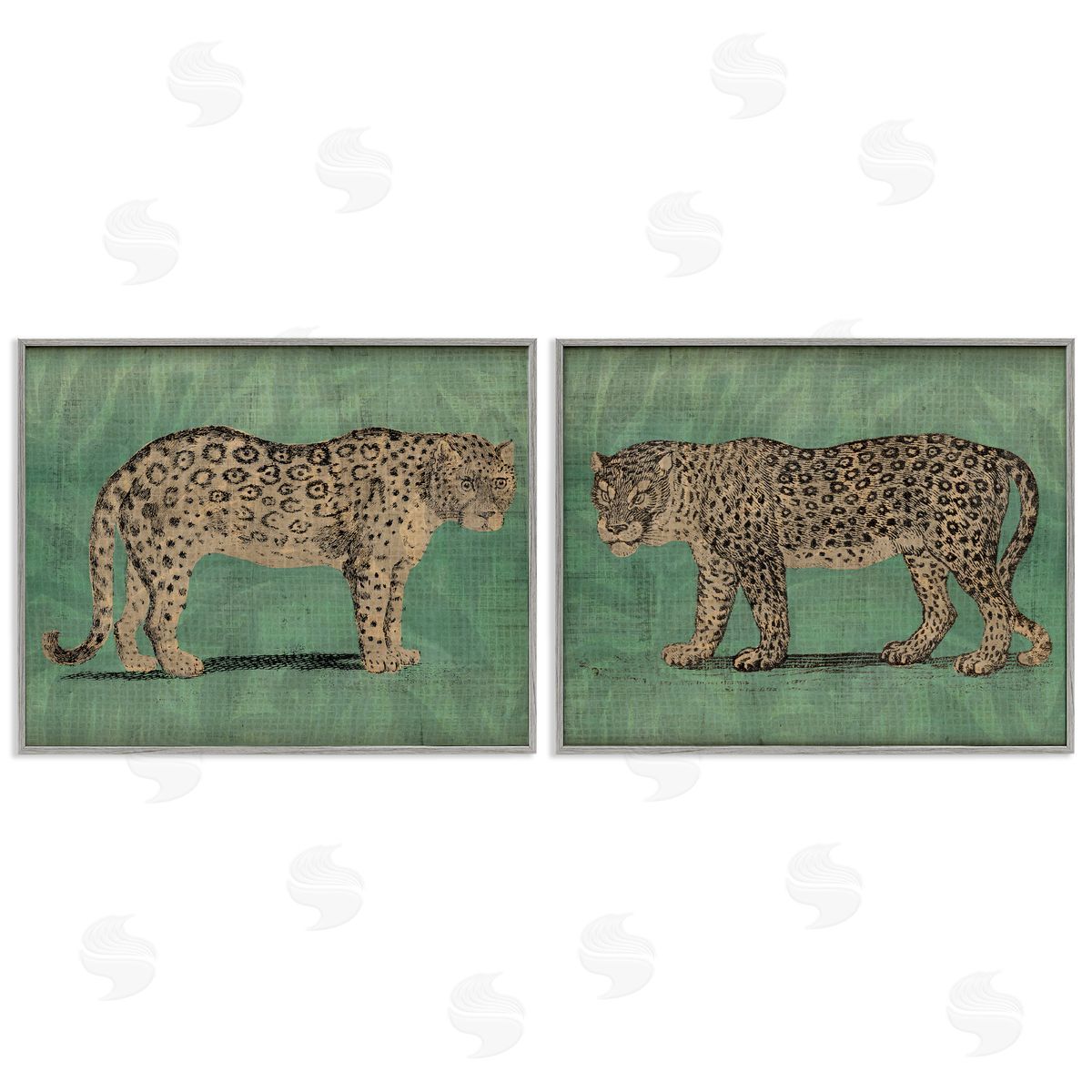 June Erica Vess Stunned Jaguar Hunting  Gray Framed Giclee Wall Art Print