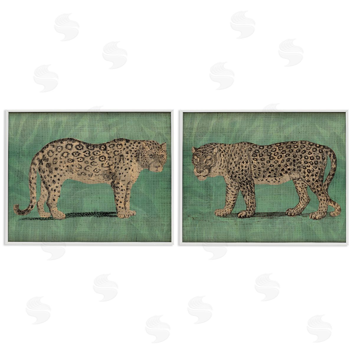 June Erica Vess Stunned Jaguar Hunting  White Framed Giclee Wall Art Print