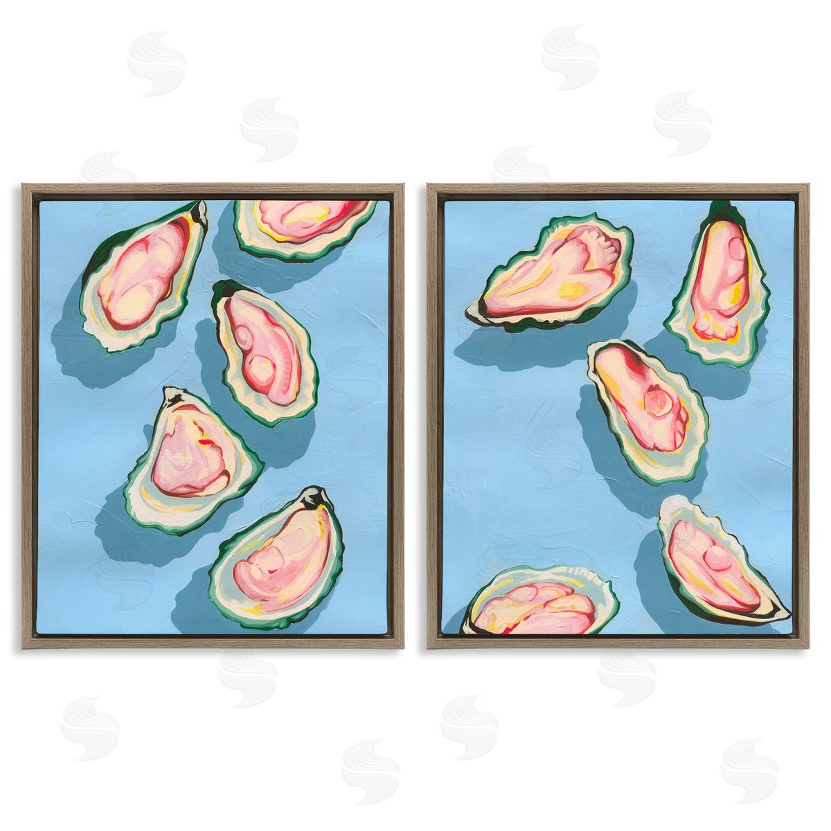 Grace Popp Fresh Oyster Appetizer   Brown Floating Frame Canvas Wall Art Print