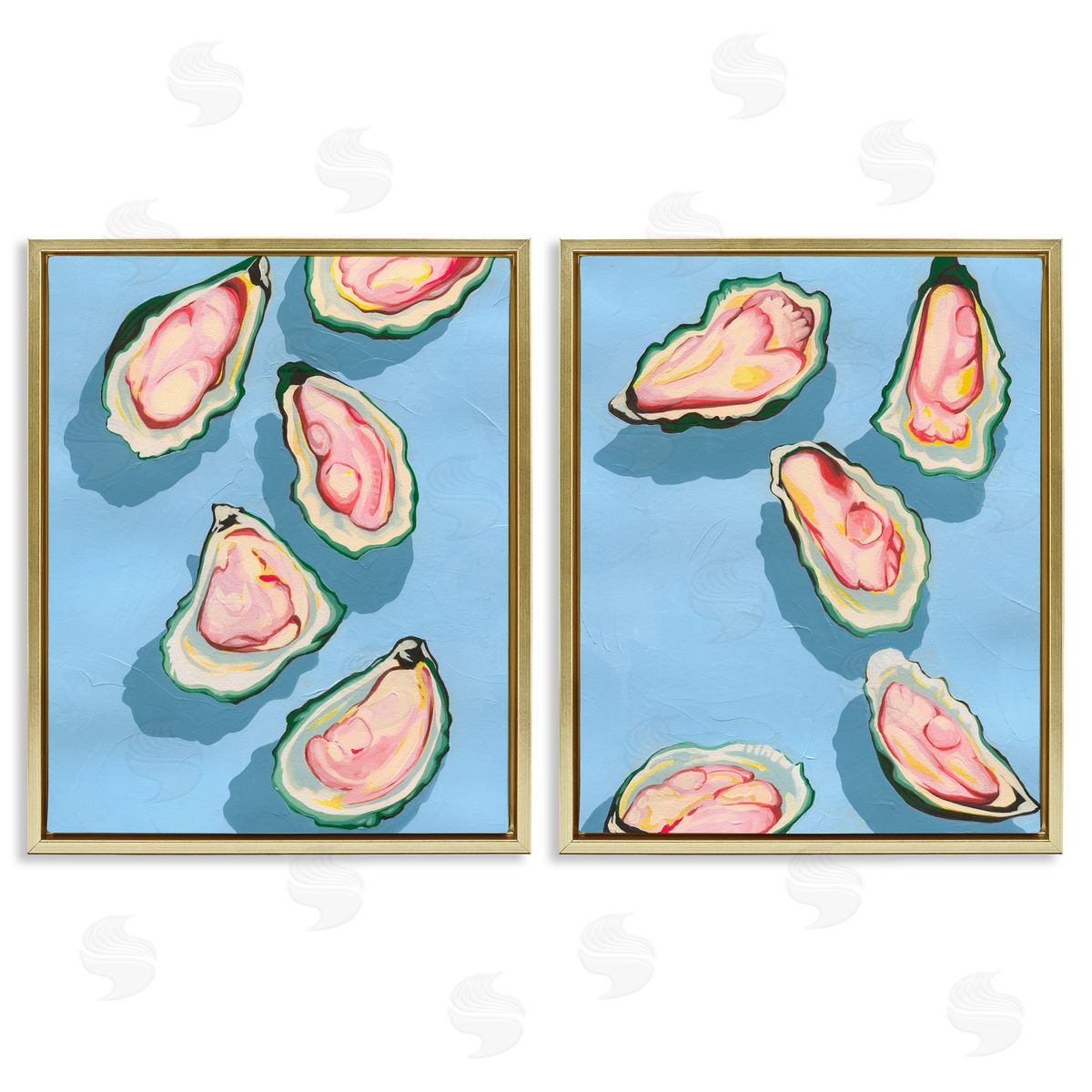 Grace Popp Fresh Oyster Appetizer   Gold Floating Frame Canvas Wall Art Print