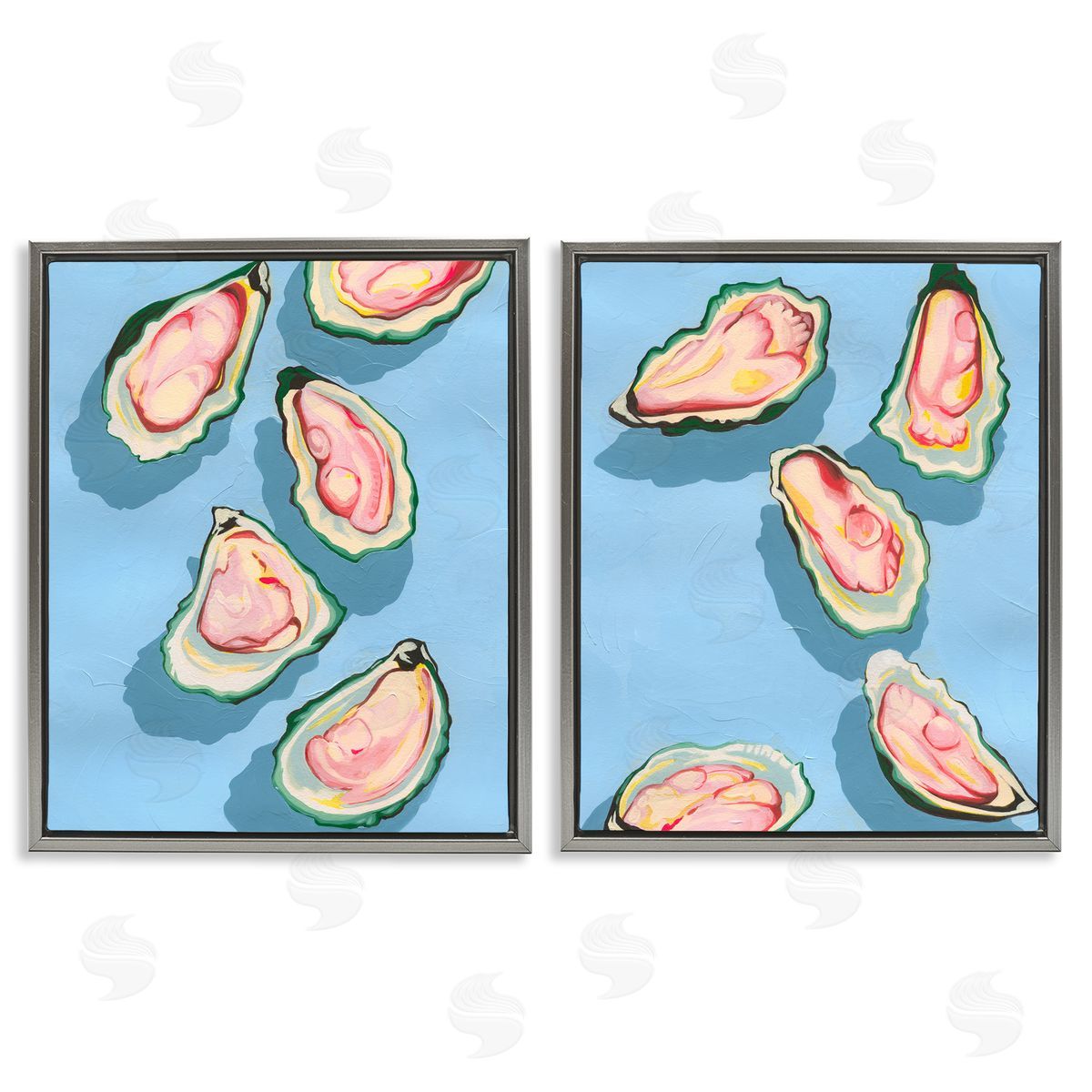 Grace Popp Fresh Oyster Appetizer   Gray Floating Frame Canvas Wall Art Print