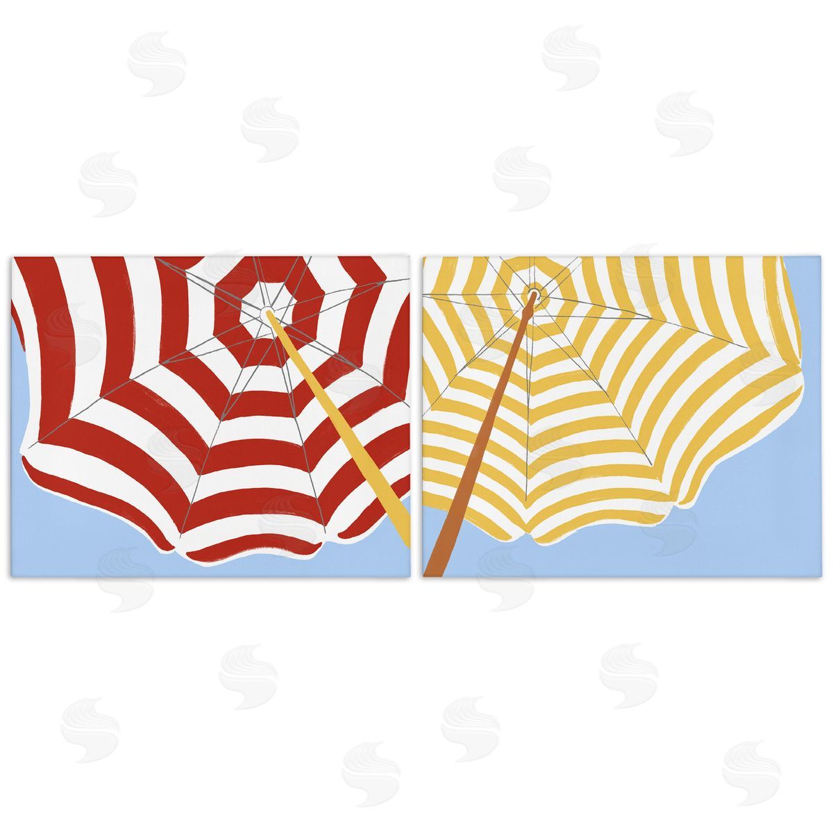 June Erica Vess Striped Beach Umbrella Canvas Wall Art Print