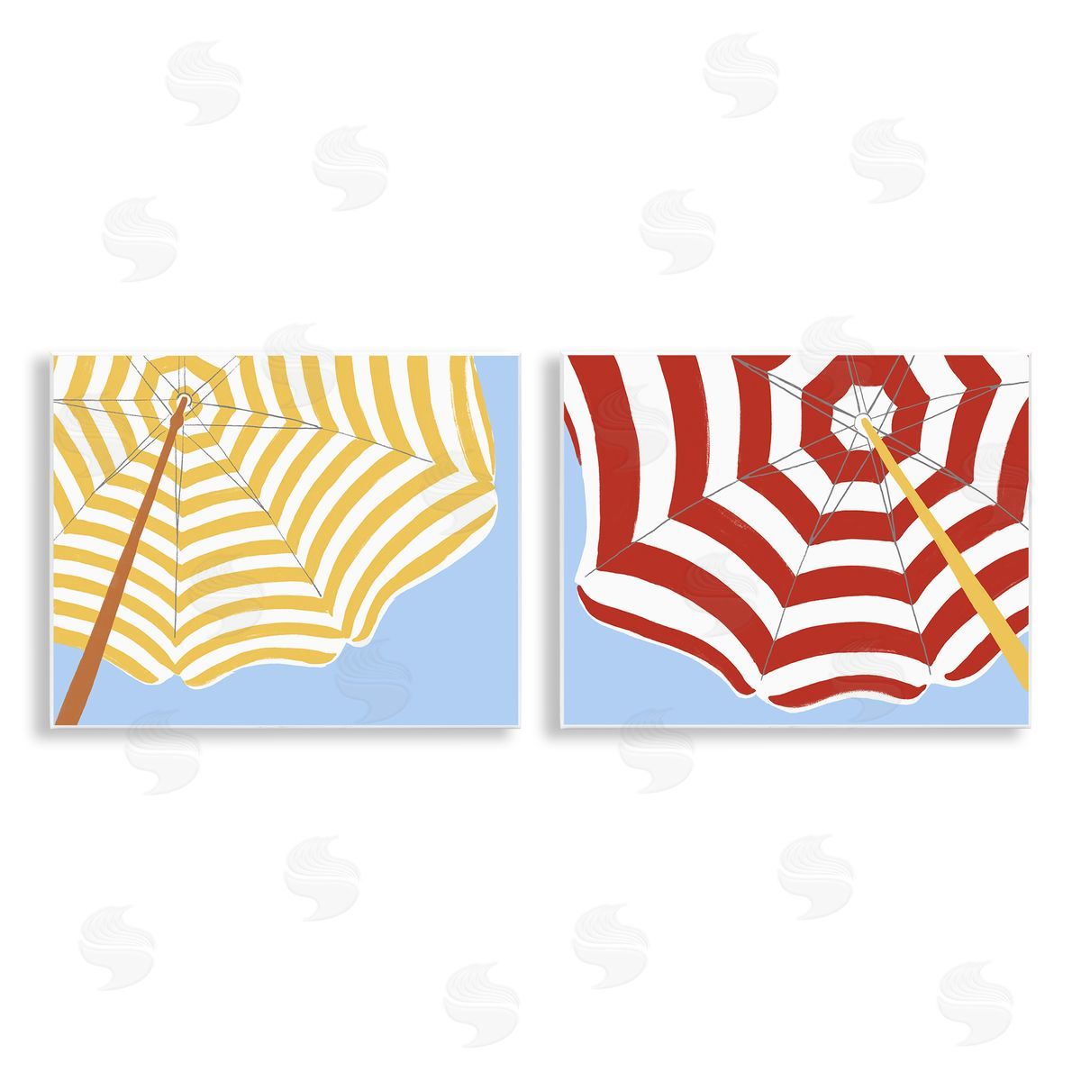 June Erica Vess Striped Beach Umbrella Wooden Wall Plaque Art Print