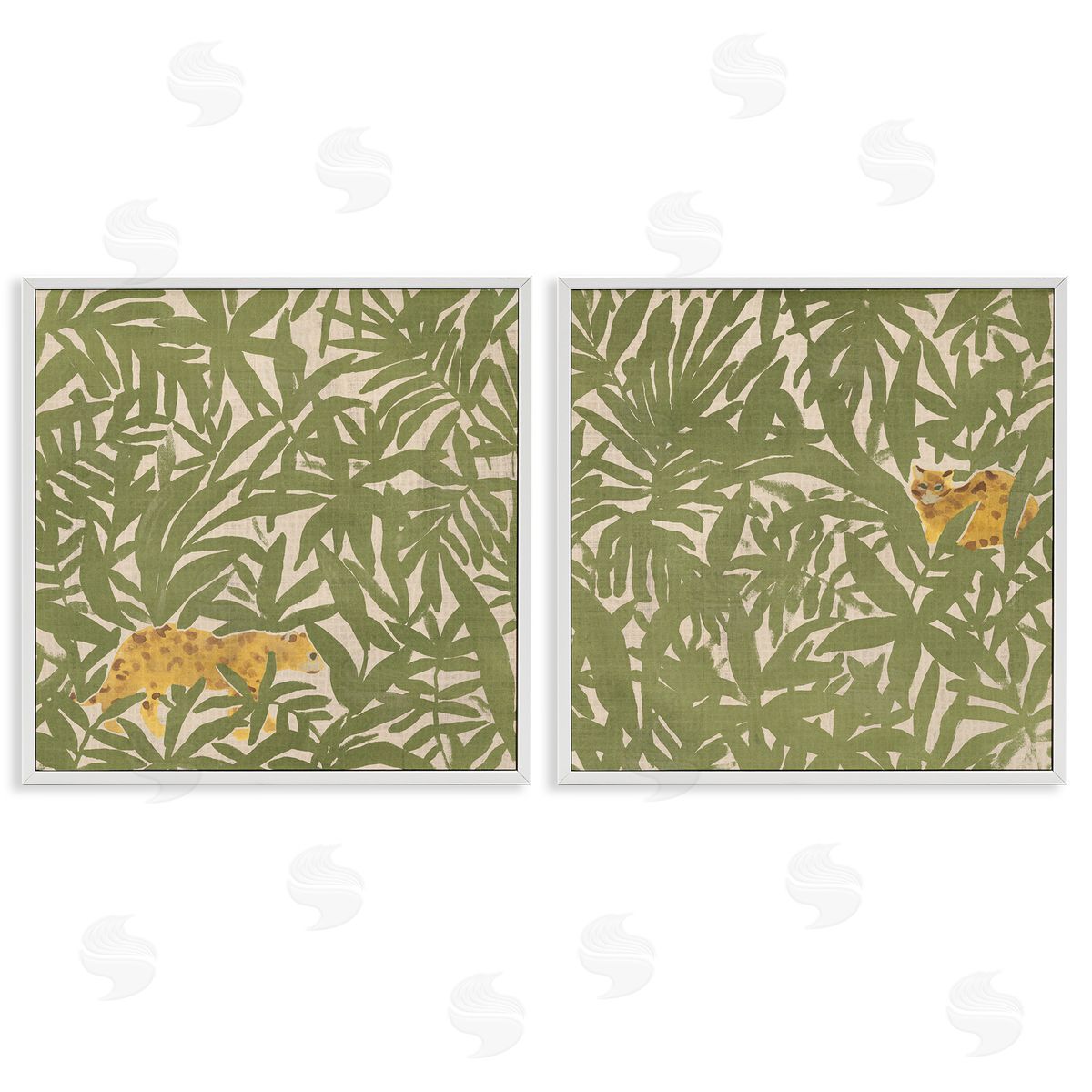 June Erica Vess Hunting Jungle Cat White Framed Giclee Wall Art Print