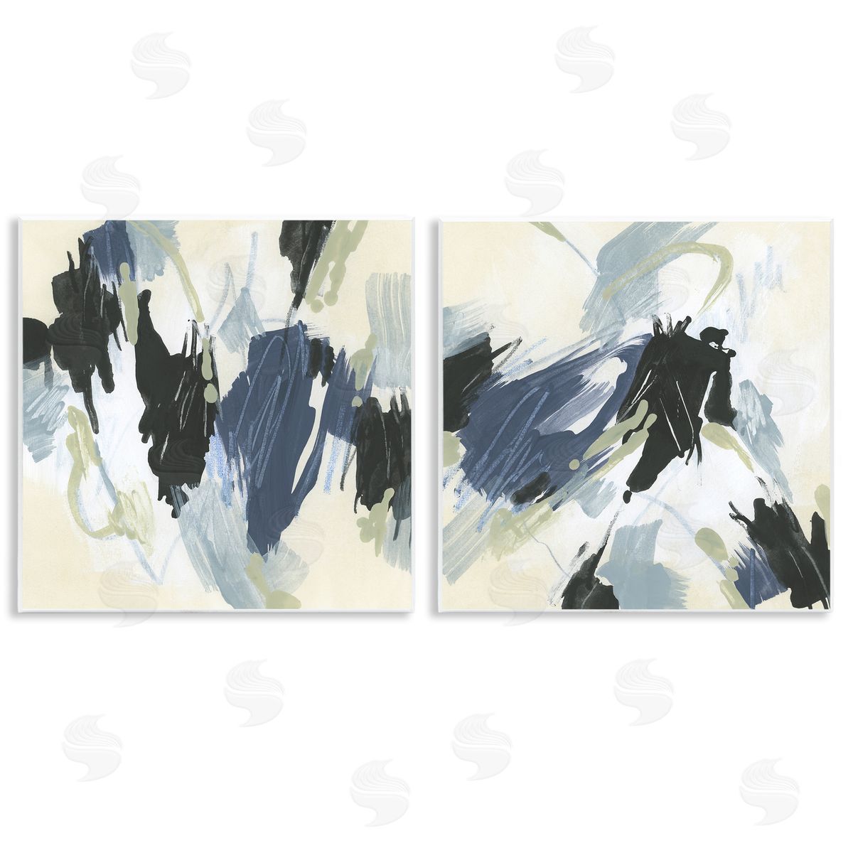 June Erica Vess Muted Blue Green Abstract Patches  Wooden Wall Plaque Art Print