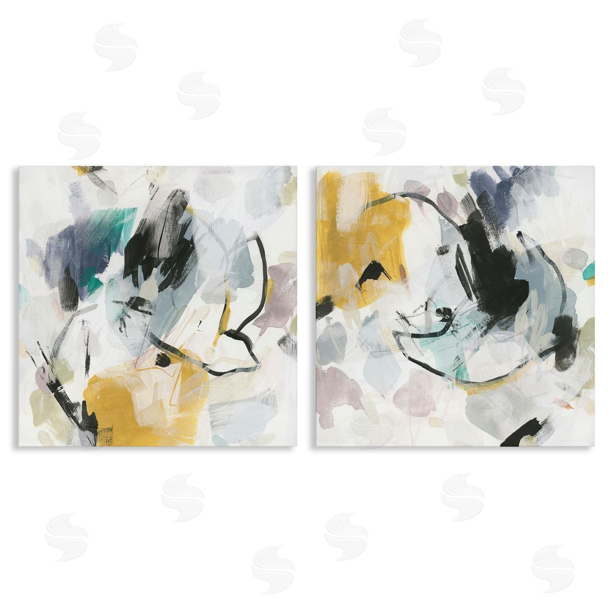 June Erica Vess Black & Yellow Abstract Splash Canvas Wall Art Print