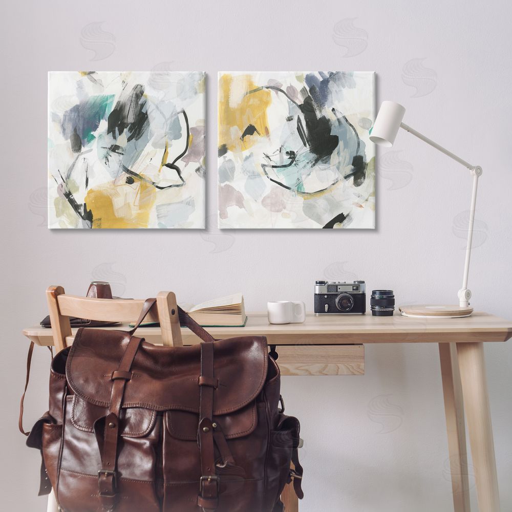 June Erica Vess Black & Yellow Abstract Splash Canvas Wall Art Print in Room