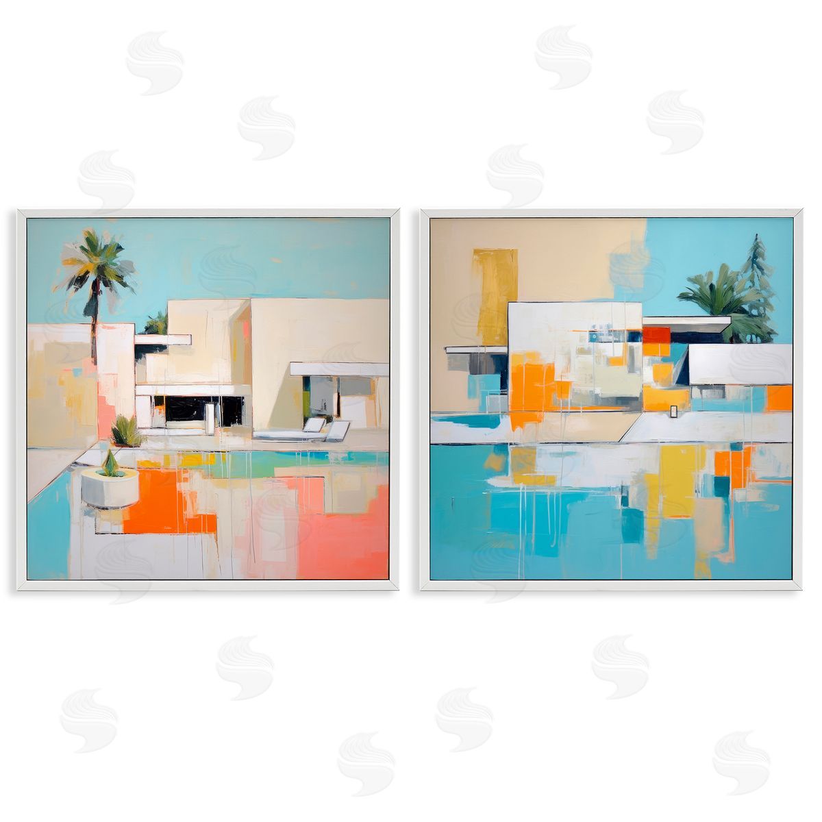 Irena Orlov Abstract Modern Tropical House White Framed Giclee Wall Art Print