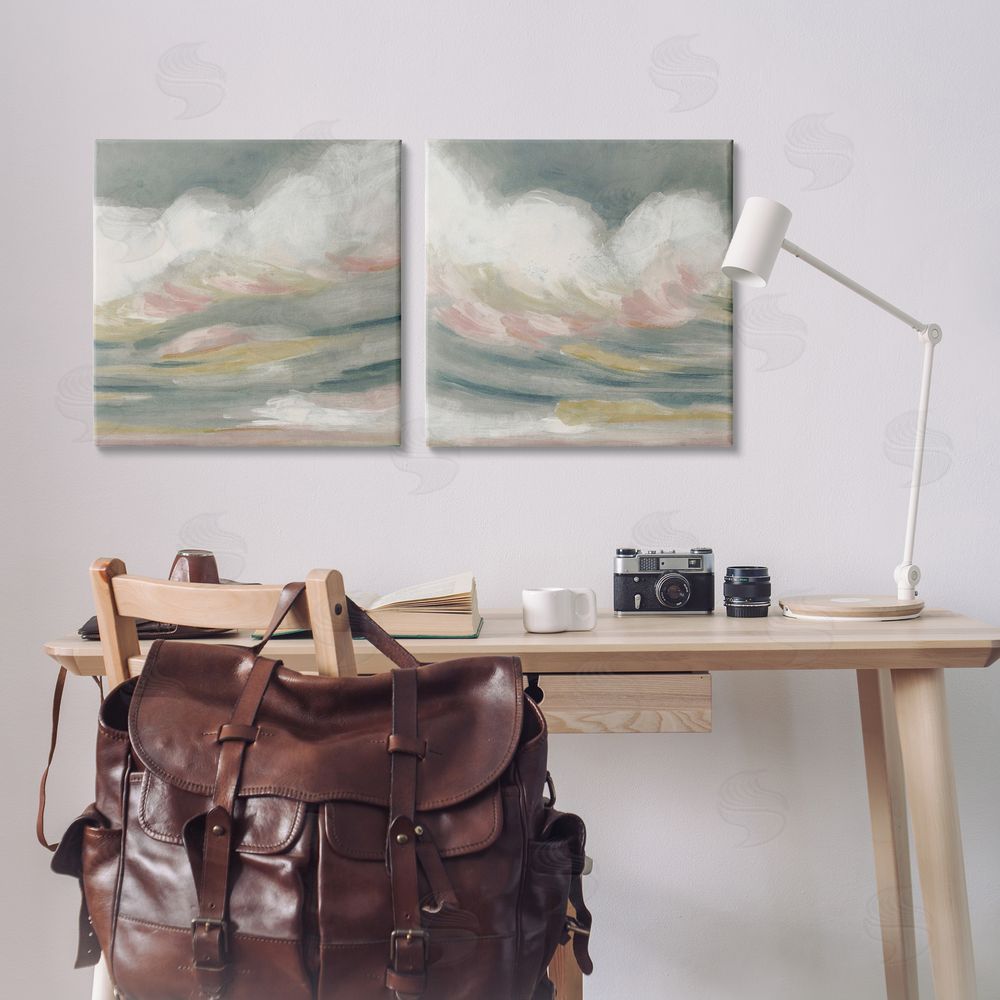 June Erica Vess Wispy Pink Mountains Canvas Wall Art Print in Room