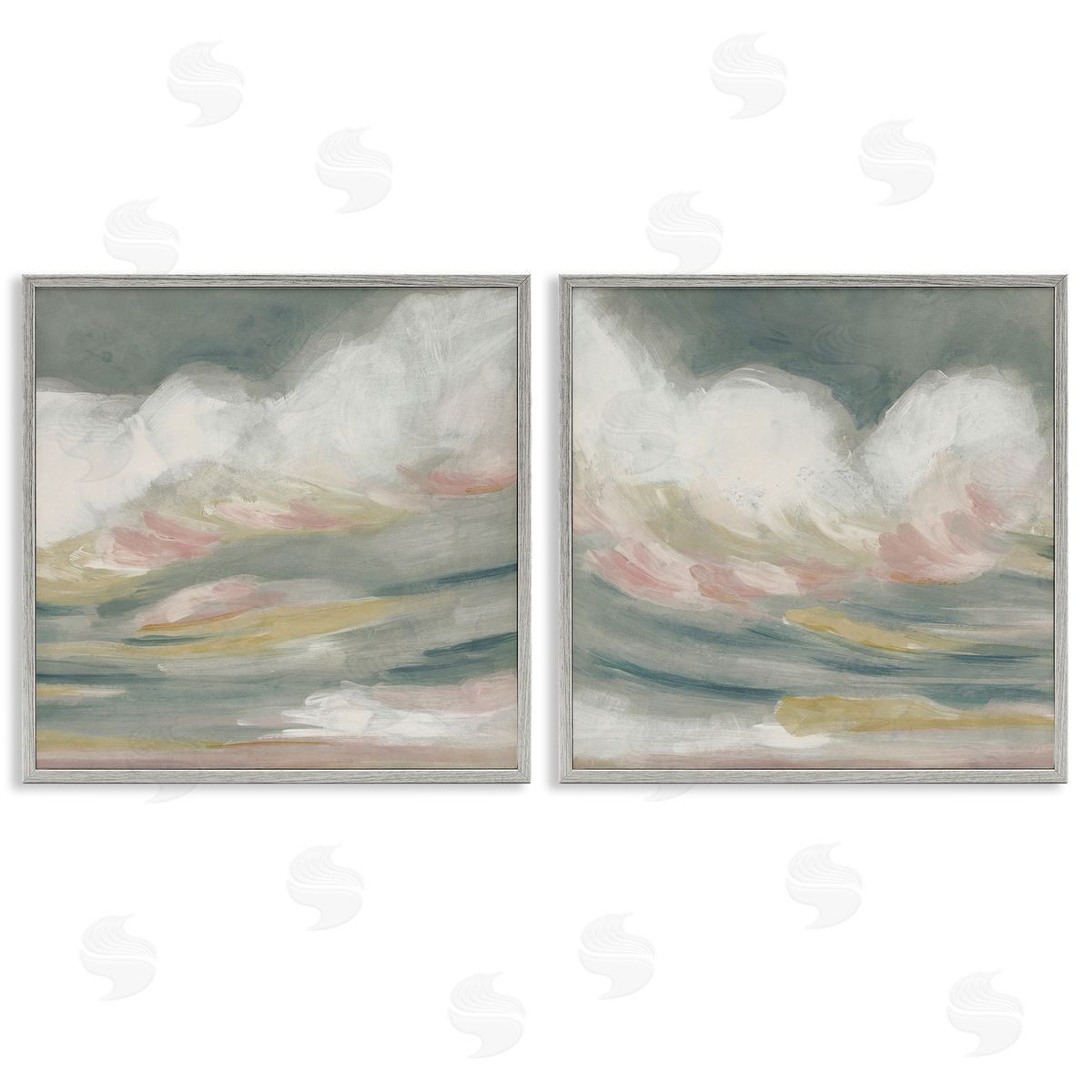 June Erica Vess Wispy Pink Mountains Gray Framed Giclee Wall Art Print