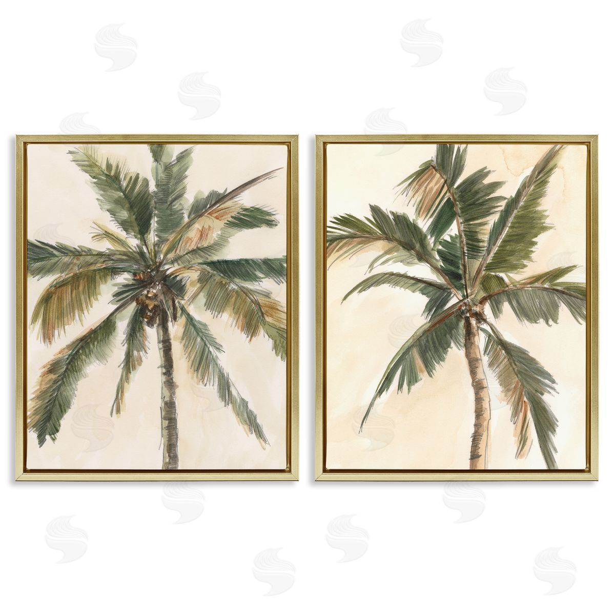 Ethan Harper Majestic Towering Palms Gold Floating Frame Canvas Wall Art Print