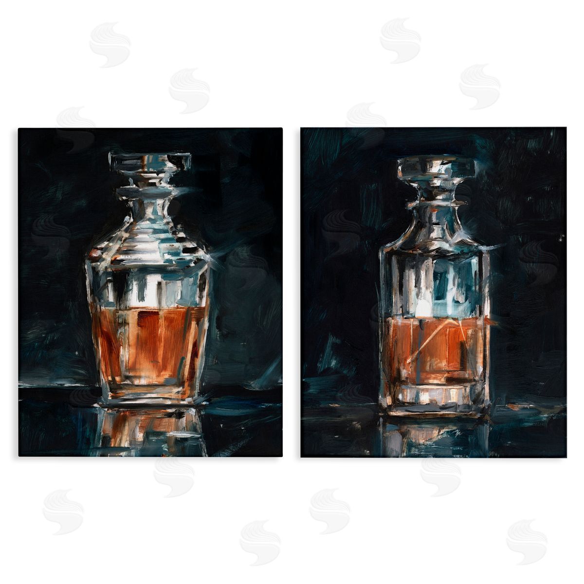 Ethan Harper Abstract Whiskey Decanters Canvas Wall Art Print