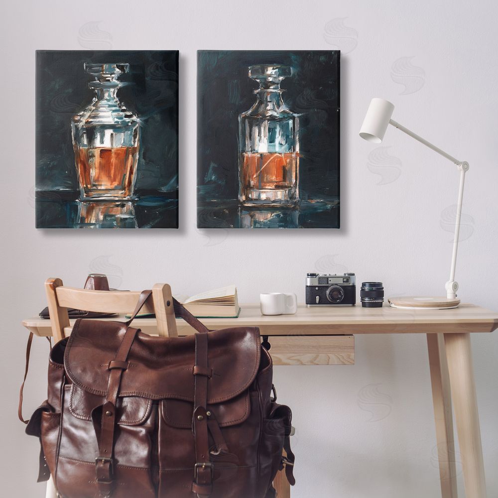 Ethan Harper Abstract Whiskey Decanters Canvas Wall Art Print in Room