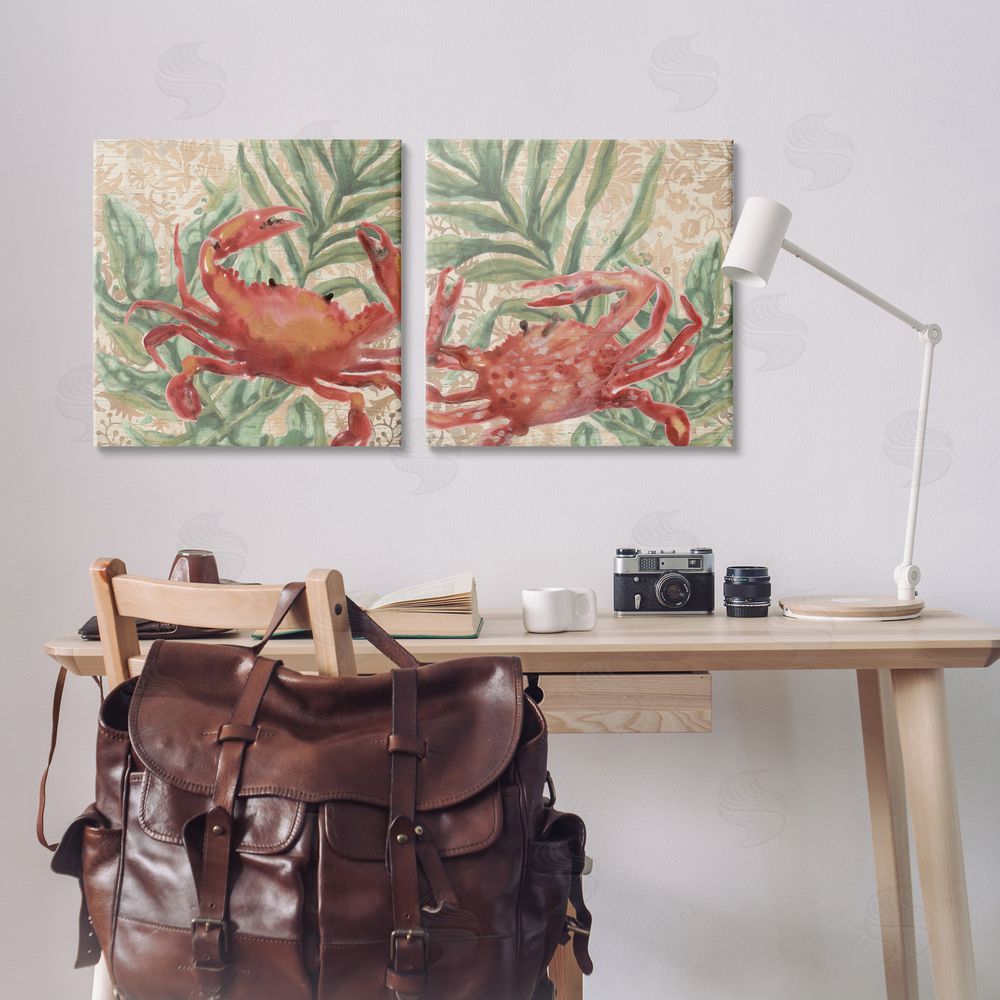 June Erica Vess Red Crab & Seaweed  Canvas Wall Art Print in Room