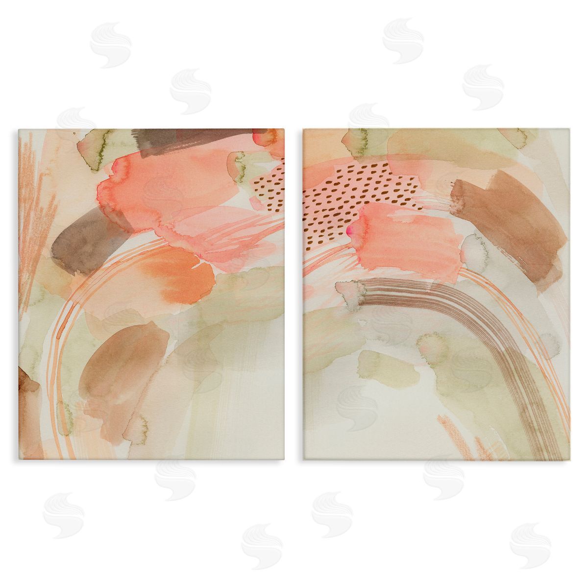 Grace Popp Pink Peach Abstract Watercolor Canvas Wall Art Print