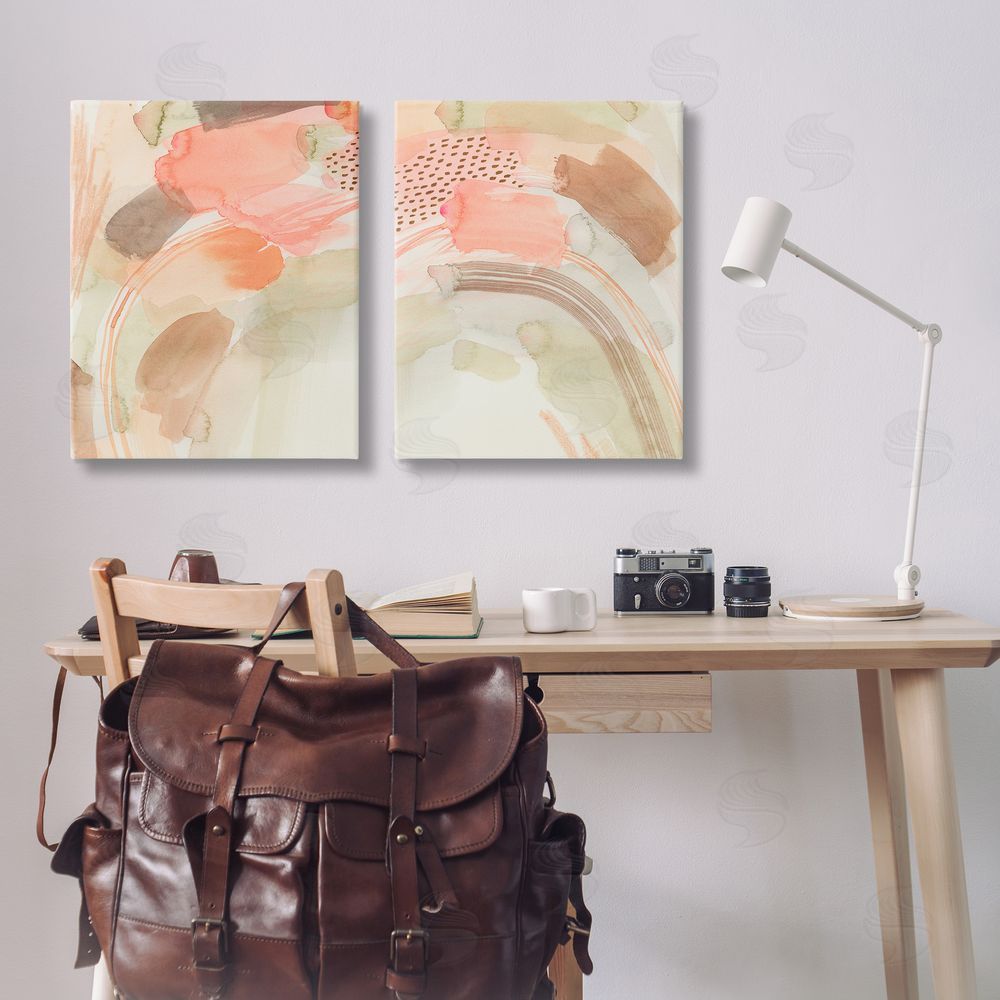 Grace Popp Pink Peach Abstract Watercolor Canvas Wall Art Print in Room
