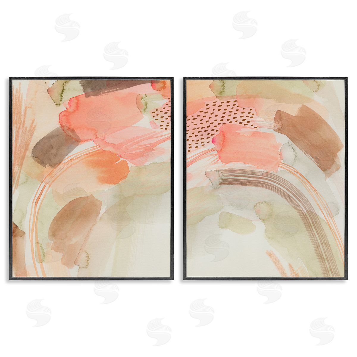 Grace Popp Pink Peach Abstract Watercolor Black Framed Giclee Wall Art Print