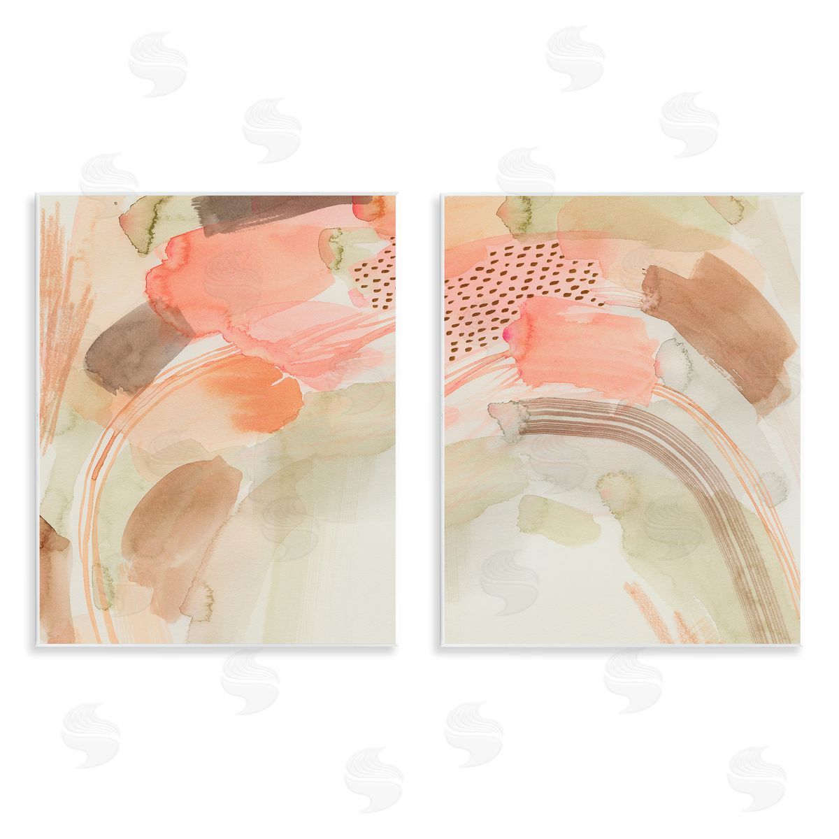Grace Popp Pink Peach Abstract Watercolor Wooden Wall Plaque Art Print