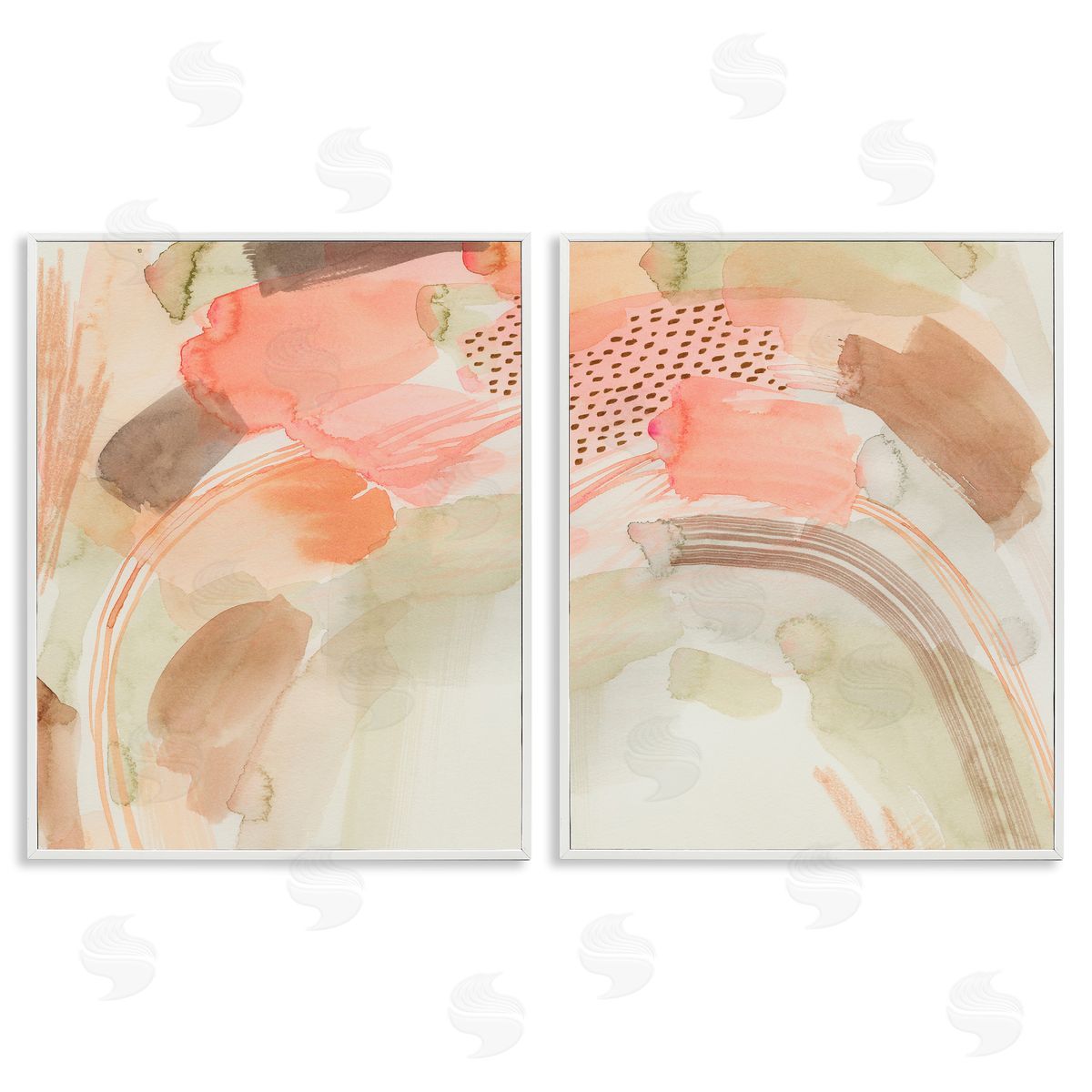 Grace Popp Pink Peach Abstract Watercolor White Framed Giclee Wall Art Print
