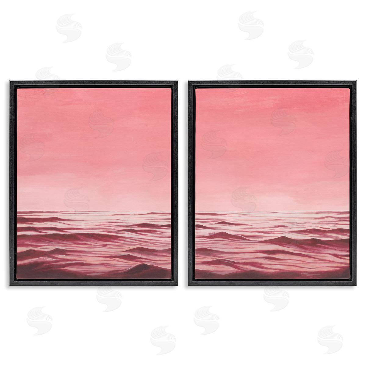 Grace Popp Pink Calm Seascape Black Floating Frame Canvas Wall Art Print