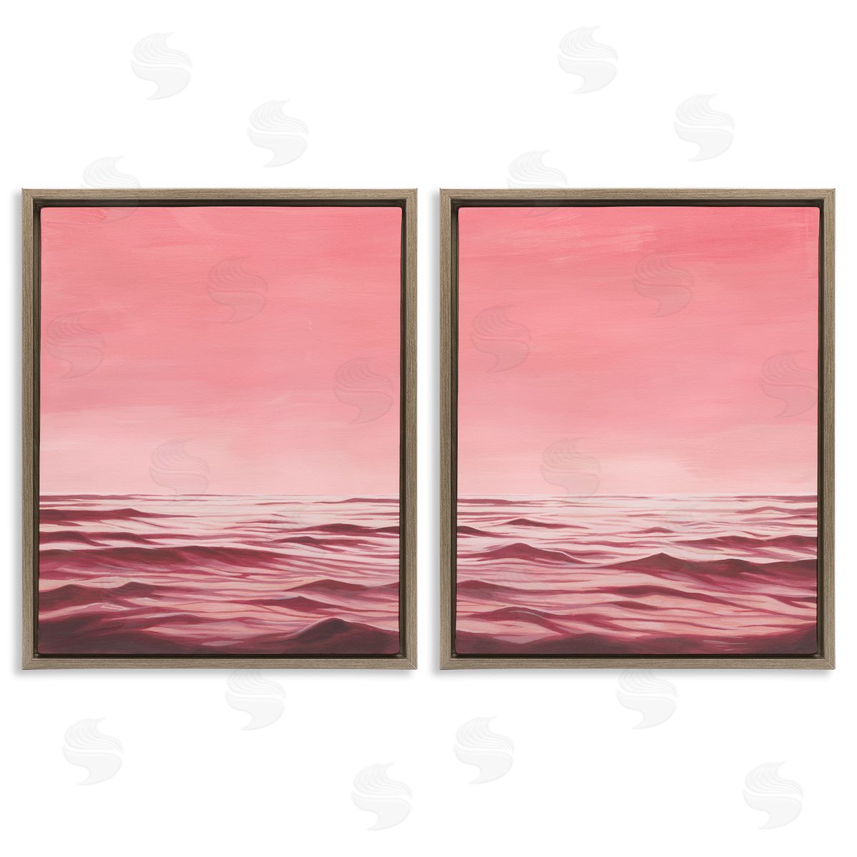 Grace Popp Pink Calm Seascape Brown Floating Frame Canvas Wall Art Print