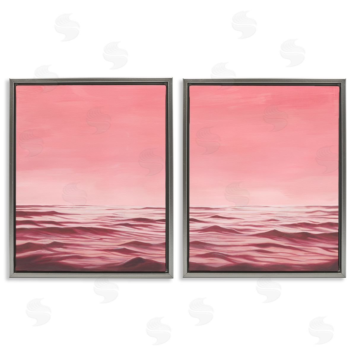 Grace Popp Pink Calm Seascape Gray Floating Frame Canvas Wall Art Print