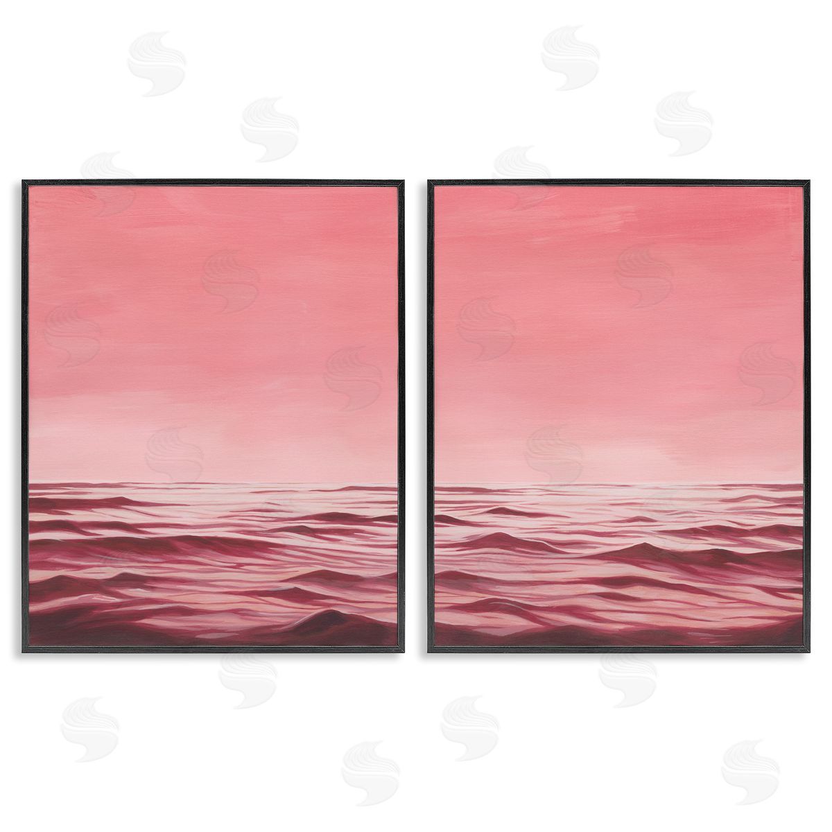 Grace Popp Pink Calm Seascape Black Framed Giclee Wall Art Print