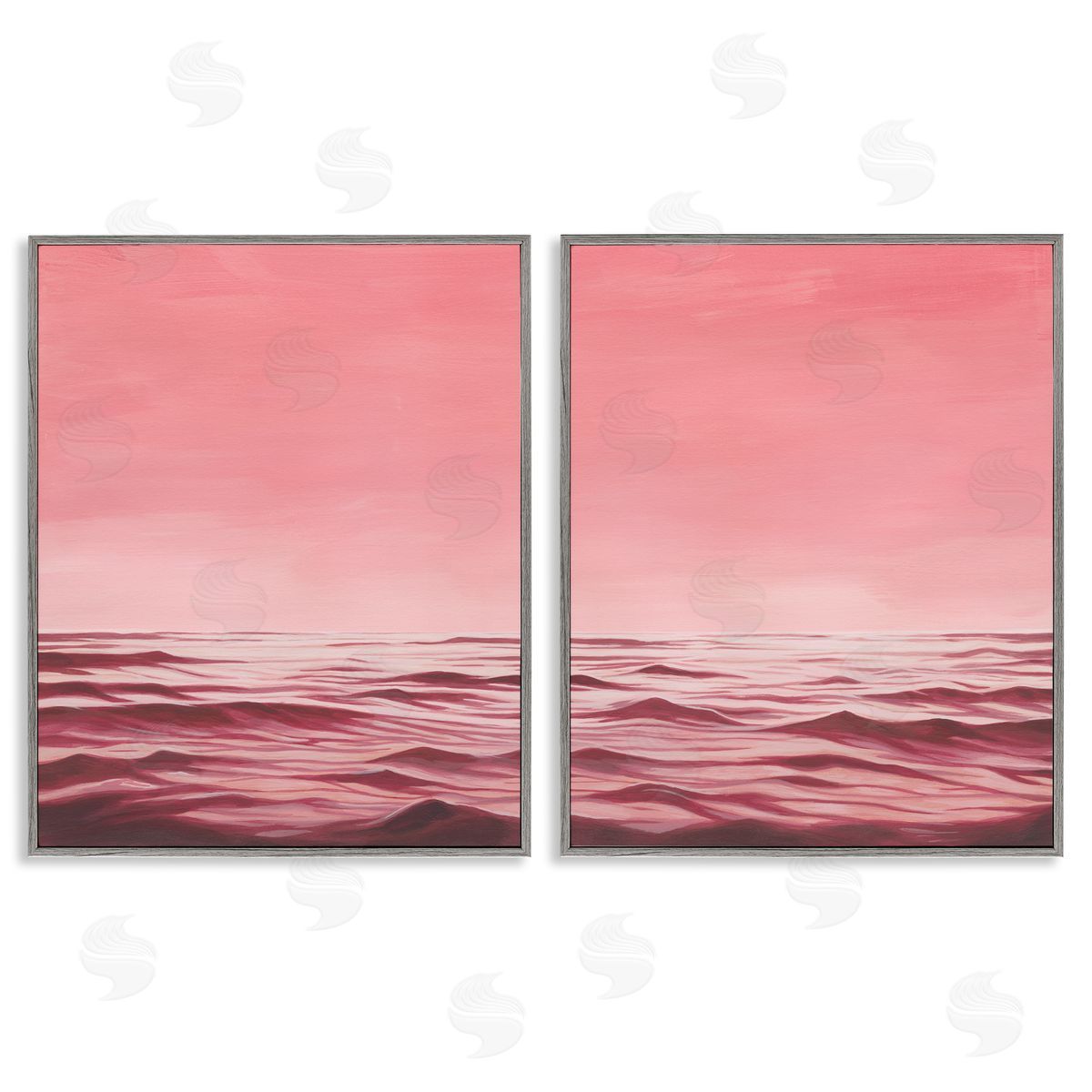 Grace Popp Pink Calm Seascape Gray Framed Giclee Wall Art Print