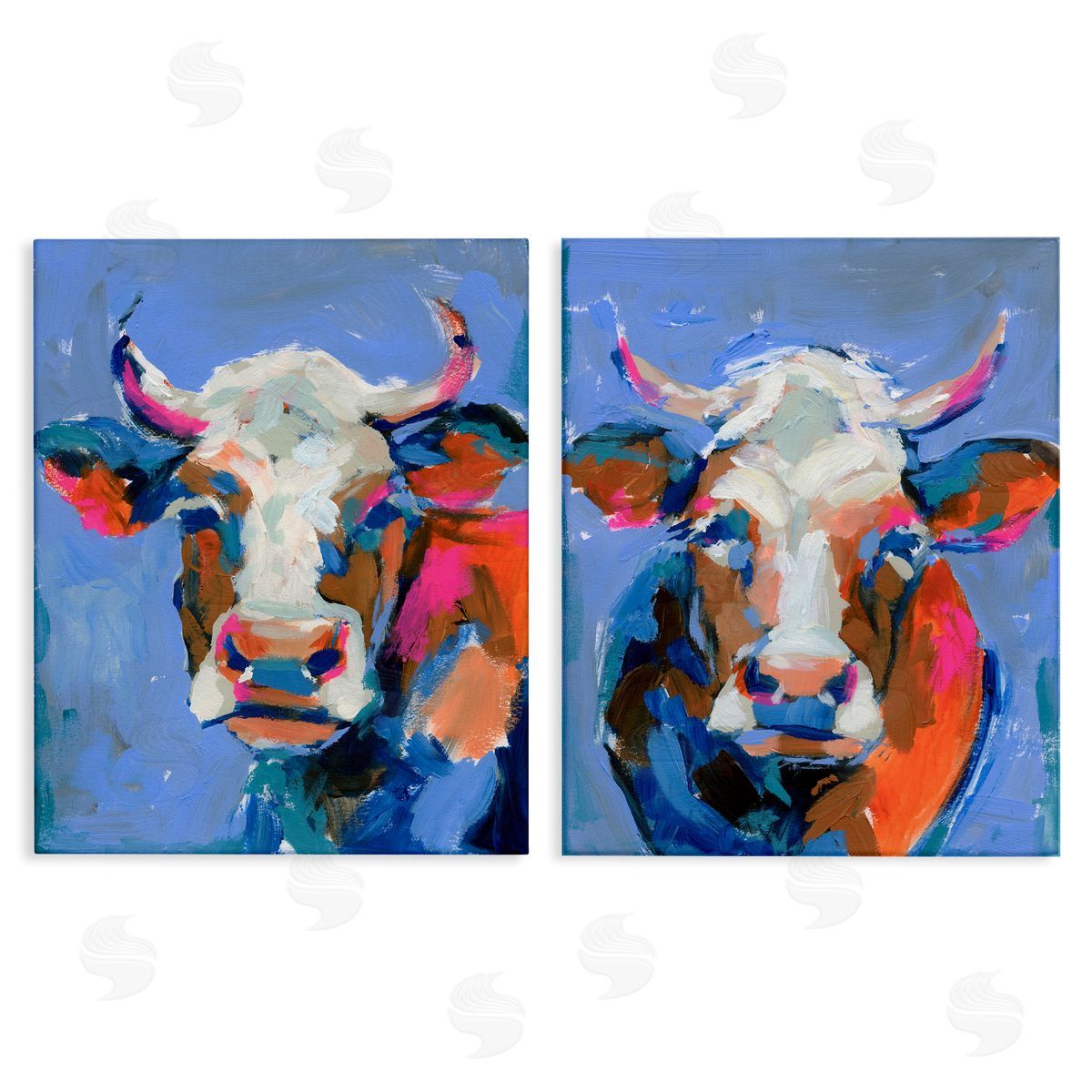 Victoria Barnes Guernsey Cow Horned Portrait Canvas Wall Art Print