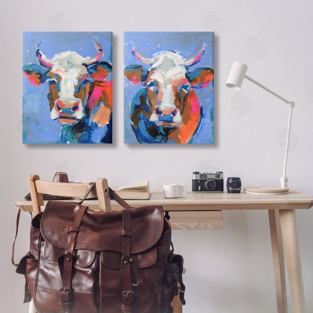 Victoria Barnes Guernsey Cow Horned Portrait Canvas Wall Art Print in Room