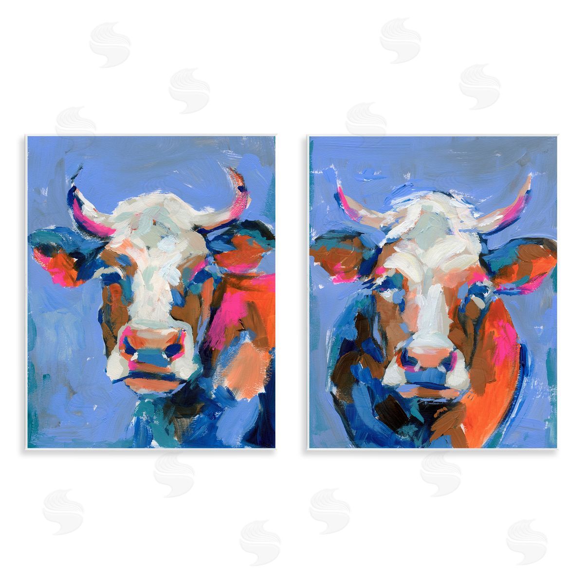 Victoria Barnes Guernsey Cow Horned Portrait Wooden Wall Plaque Art Print