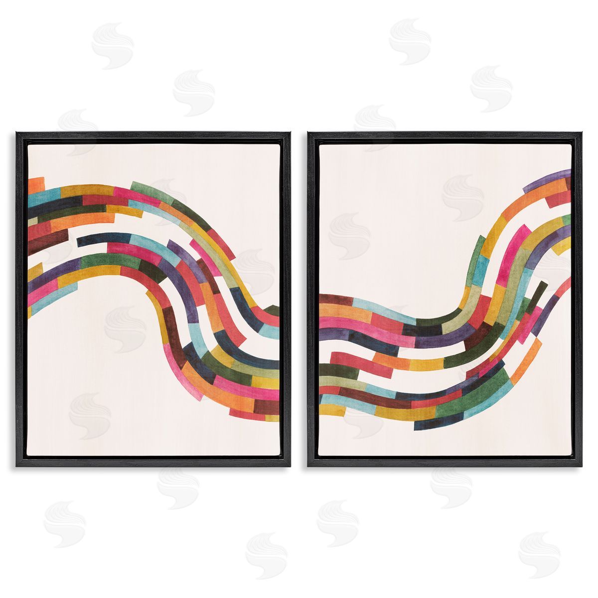 Grace Popp Abstract Colorful Wave  Black Floating Frame Canvas Wall Art Print