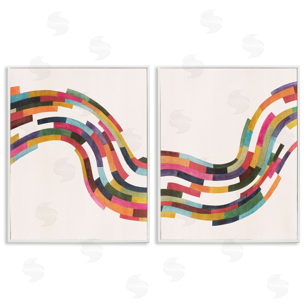Grace Popp Abstract Colorful Wave  White Framed Giclee Wall Art Print